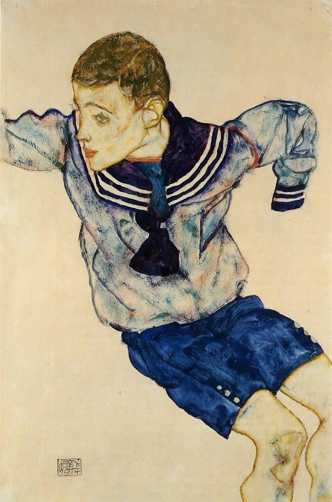 Egon Schiele Boy in a Sailor Suit